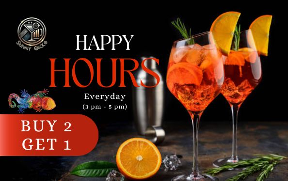 Happy hour cocktails at Sunny Gecko bar in Lamai Koh Samui