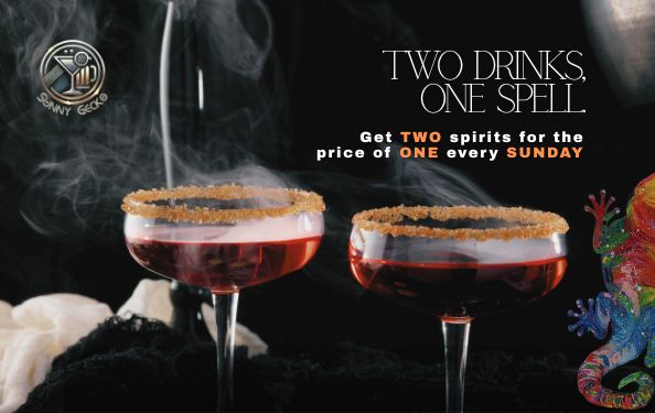 Two cocktails for the price of one at Sunny Gecko bar Lamai